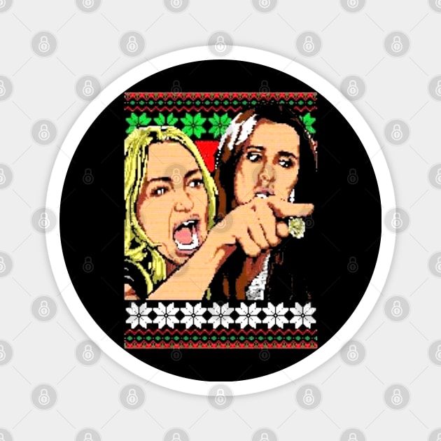 Woman Yelling at a Cat Ugly Christmas Magnet by Bostics